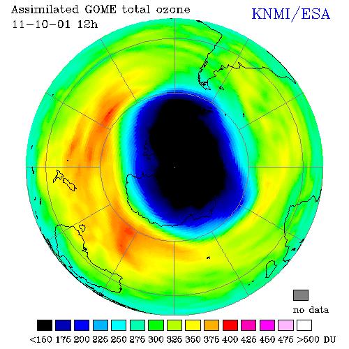 Otsonikato Etelämantereella (KNMI/ESA)